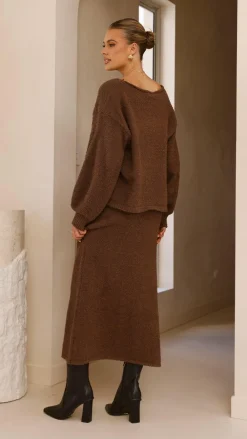 Burans Sets|Bottoms^Cohen Knit Midi Skirt - Chocolate