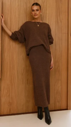 Burans Sets|Bottoms^Cohen Knit Midi Skirt - Chocolate