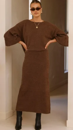 Burans Sets|Bottoms^Cohen Knit Midi Skirt - Chocolate