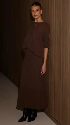 Burans Sets|Bottoms^Cohen Knit Midi Skirt - Chocolate