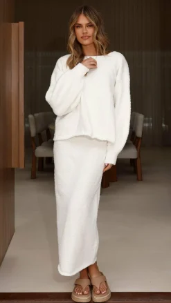 Burans Knitwear|Knitwear^Cohen Knit Midi Skirt - Off White