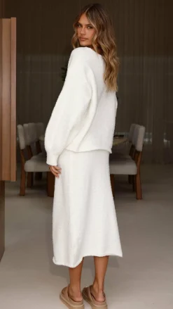 Burans Knitwear|Knitwear^Cohen Knit Midi Skirt - Off White