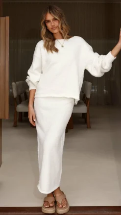 Burans Knitwear|Knitwear^Cohen Knit Midi Skirt - Off White