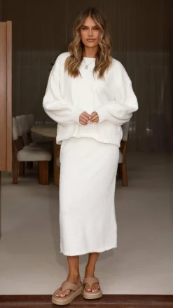Burans Knitwear|Knitwear^Cohen Knit Midi Skirt - Off White