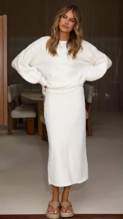 Burans Knitwear|Knitwear^Cohen Knit Midi Skirt - Off White
