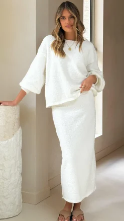 Burans Knitwear|Knitwear^Cohen Knit Midi Skirt - Off White