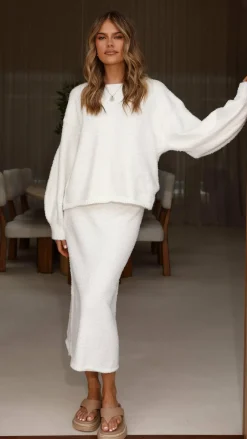 Burans Knitwear|Knitwear^Cohen Knit Midi Skirt - Off White