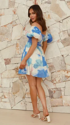 Pink Diamond Sale Dresses^Coral Mini Dress - Blue Floral