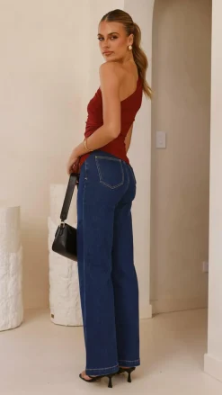 Style State Tops^Cynthia One Shoulder Top - Wine