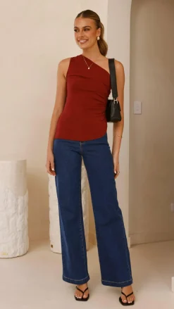 Style State Tops^Cynthia One Shoulder Top - Wine