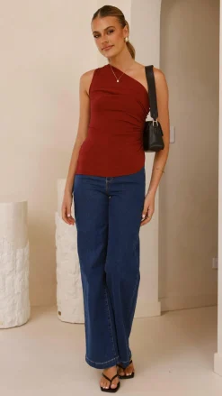 Style State Tops^Cynthia One Shoulder Top - Wine