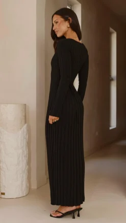 Burans Knit Dresses|Knitwear^Cyra Long Sleeve Maxi Dress - Black