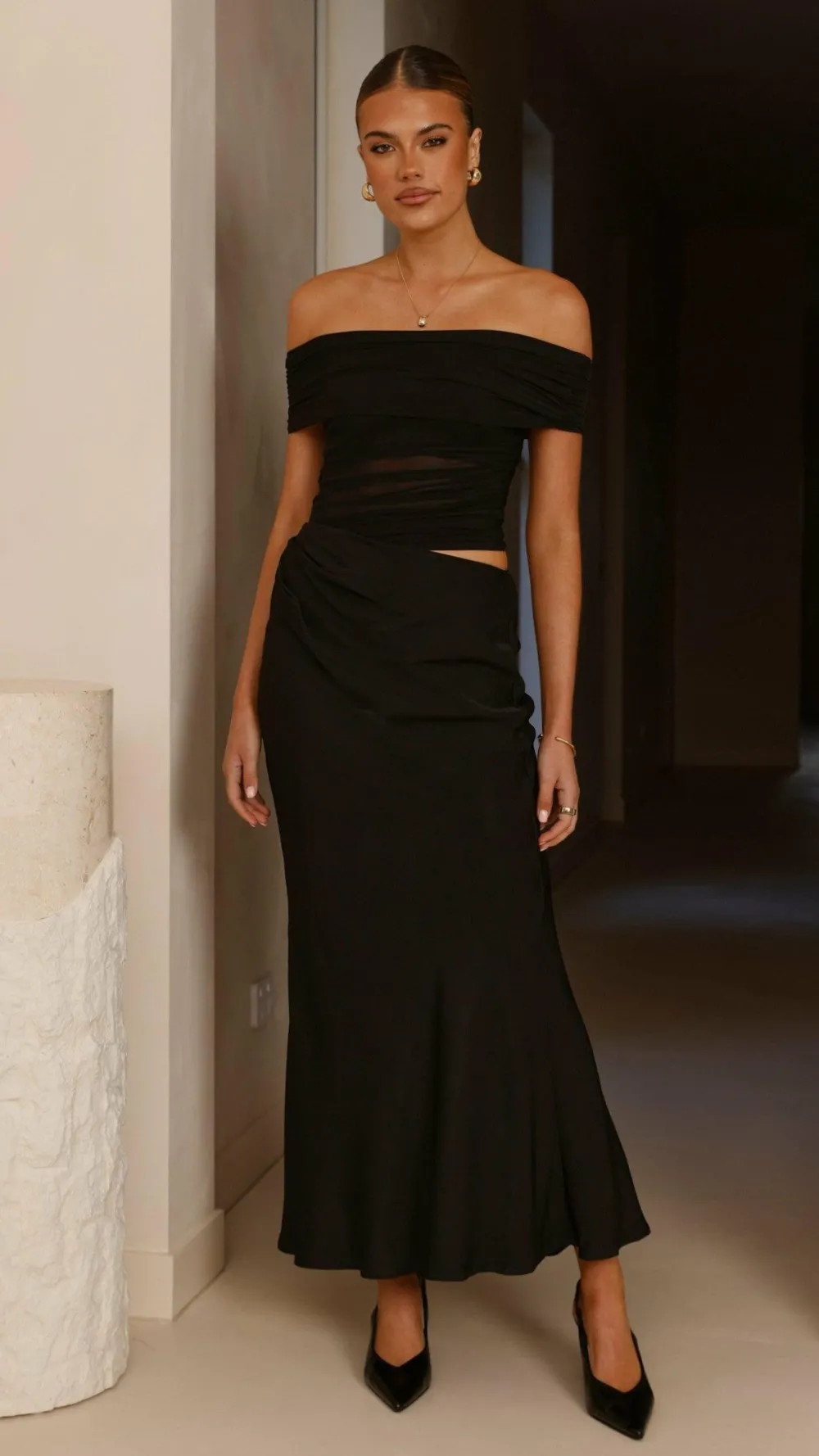 SASHA (BNE) Dresses|Maxi^Daena Off Shoulder Maxi Dress - Black