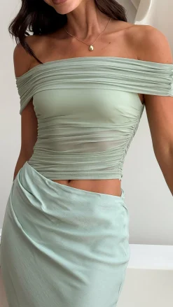SASHA (BNE) Dresses|Maxi^Daena Off Shoulder Maxi Dress - Sage