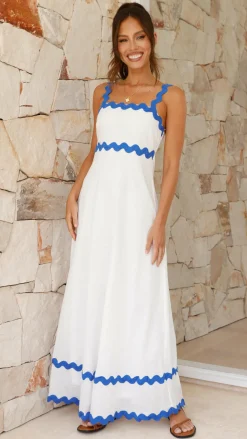 By Frankie Dresses|Maxi^Daleyza Maxi Dress - White / Blue