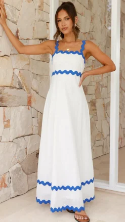 By Frankie Dresses|Maxi^Daleyza Maxi Dress - White / Blue