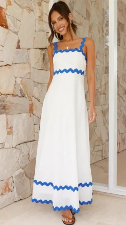 By Frankie Dresses|Maxi^Daleyza Maxi Dress - White / Blue