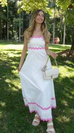 By Frankie Dresses|Maxi^Daleyza Maxi Dress - White / Pink