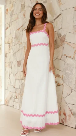 By Frankie Dresses|Maxi^Daleyza Maxi Dress - White / Pink