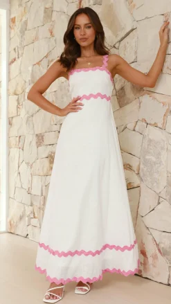 By Frankie Dresses|Maxi^Daleyza Maxi Dress - White / Pink