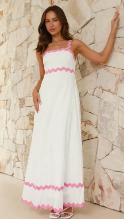 By Frankie Dresses|Maxi^Daleyza Maxi Dress - White / Pink