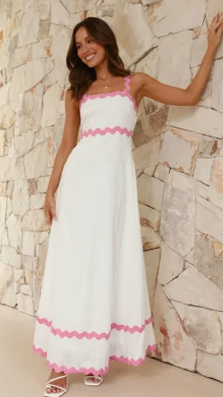 By Frankie Dresses|Maxi^Daleyza Maxi Dress - White / Pink