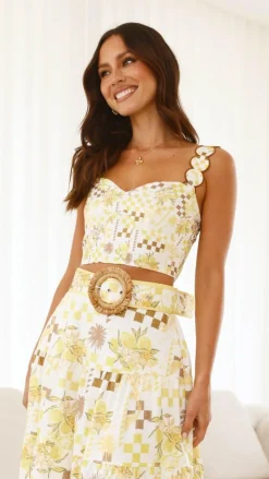 Gelato Lane Wedding Guest Dresses|Wedding Guest Dresses^Danessa Crop Top - Yellow Portofino
