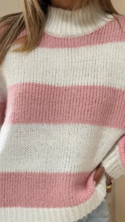 Fashion Allied Knitwear|Knitwear^Dante Knitted Sweater - White / Pink Stripe