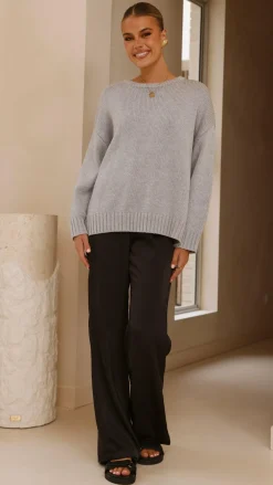 Fashion Allied Knit Tops|Knitwear^Dara Knitted Sweater - Grey