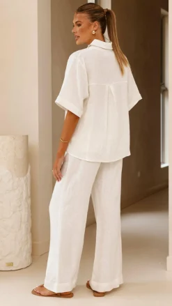 Fashion Allied Tops^Darcila Short Sleeve Button Up Shirt - White