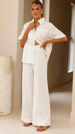 Fashion Allied Tops^Darcila Short Sleeve Button Up Shirt - White