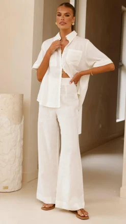 Fashion Allied Tops^Darcila Short Sleeve Button Up Shirt - White
