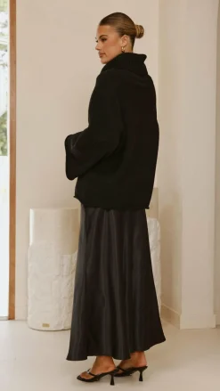 KOLI Bottoms^Darina Bias Cut Maxi Skirt - Black