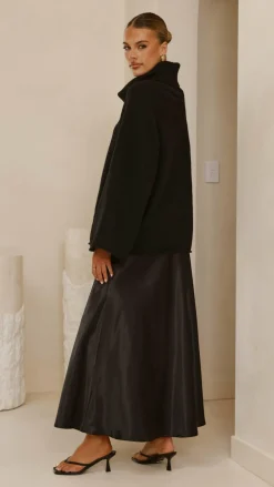 KOLI Bottoms^Darina Bias Cut Maxi Skirt - Black