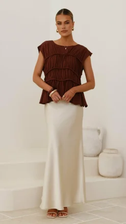 KOLI Bottoms^Darina Bias Cut Maxi Skirt - Champagne