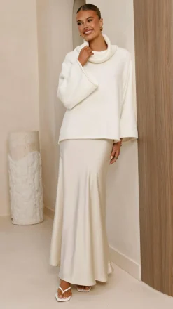 KOLI Bottoms^Darina Bias Cut Maxi Skirt - Champagne