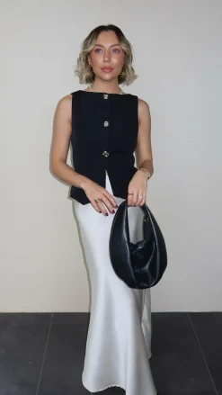 KOLI Bottoms^Darina Bias Cut Maxi Skirt - Champagne