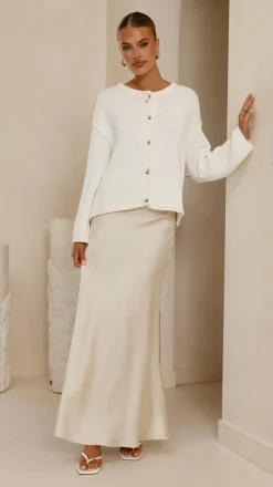 KOLI Bottoms^Darina Bias Cut Maxi Skirt - Champagne