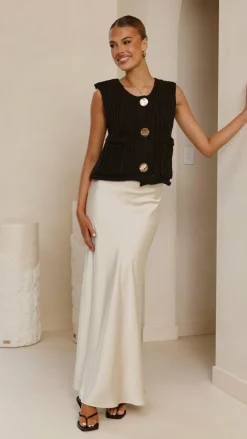 KOLI Bottoms^Darina Bias Cut Maxi Skirt - Champagne