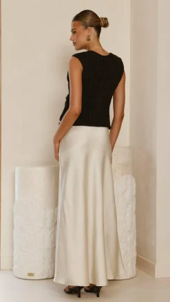 KOLI Bottoms^Darina Bias Cut Maxi Skirt - Champagne
