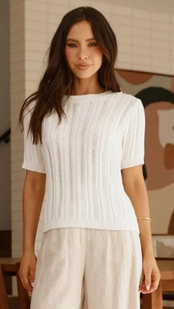 Fashion Allied Knit Tops|Knitwear^Darlene T-Shirt - White