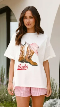 By Frankie Sets|Bottoms^Darlin Top & Shorts Set - White/Pink