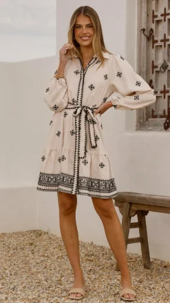 Shareen Dresses|Mini^Delainey Mini Dress - Beige/Black