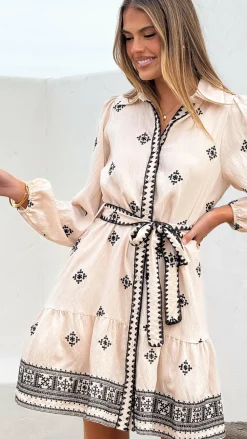 Shareen Dresses|Mini^Delainey Mini Dress - Beige/Black