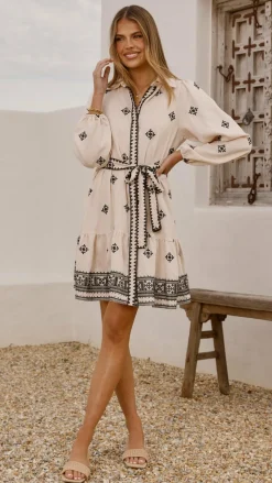 Shareen Dresses|Mini^Delainey Mini Dress - Beige/Black