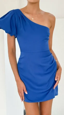 LILYWHYT Sale Dresses^Delphi One Shoulder Mini Dress - Cobalt Blue