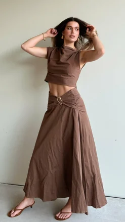 Fashion Allied Sets|Bottoms^Delphine Maxi Skirt - Chocolate