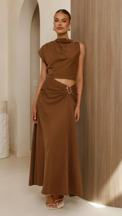 Fashion Allied Sets|Bottoms^Delphine Maxi Skirt - Chocolate