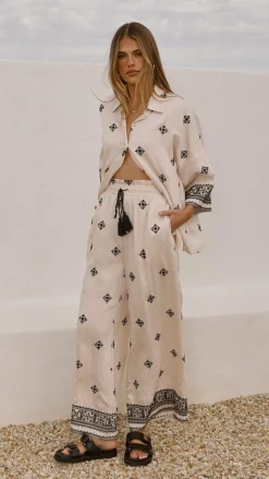Shareen Sets|Tops^Deni Button Up Shirt - Beige/Black