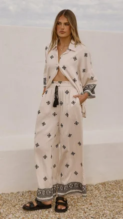 Shareen Sets|Tops^Deni Button Up Shirt - Beige/Black